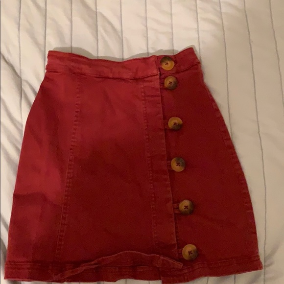 deep rust colored button down skirt - Picture 1 of 2
